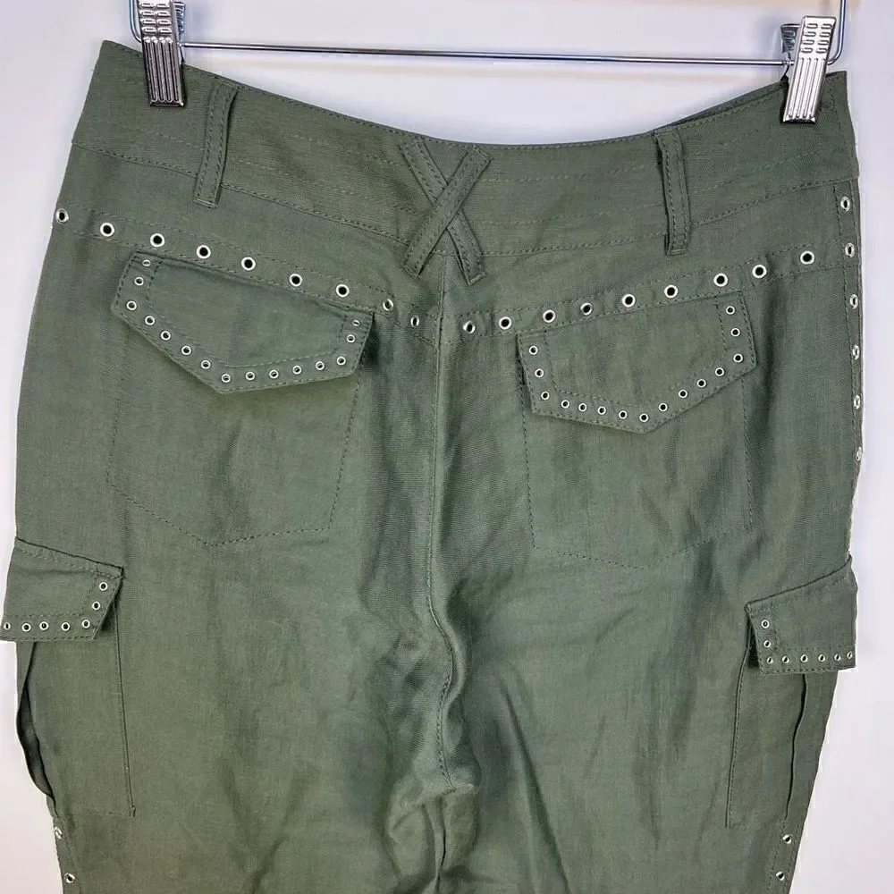 Derek Lam 10 Crosby Easy Cargo Pants w Grommets Utility Military Green size 2